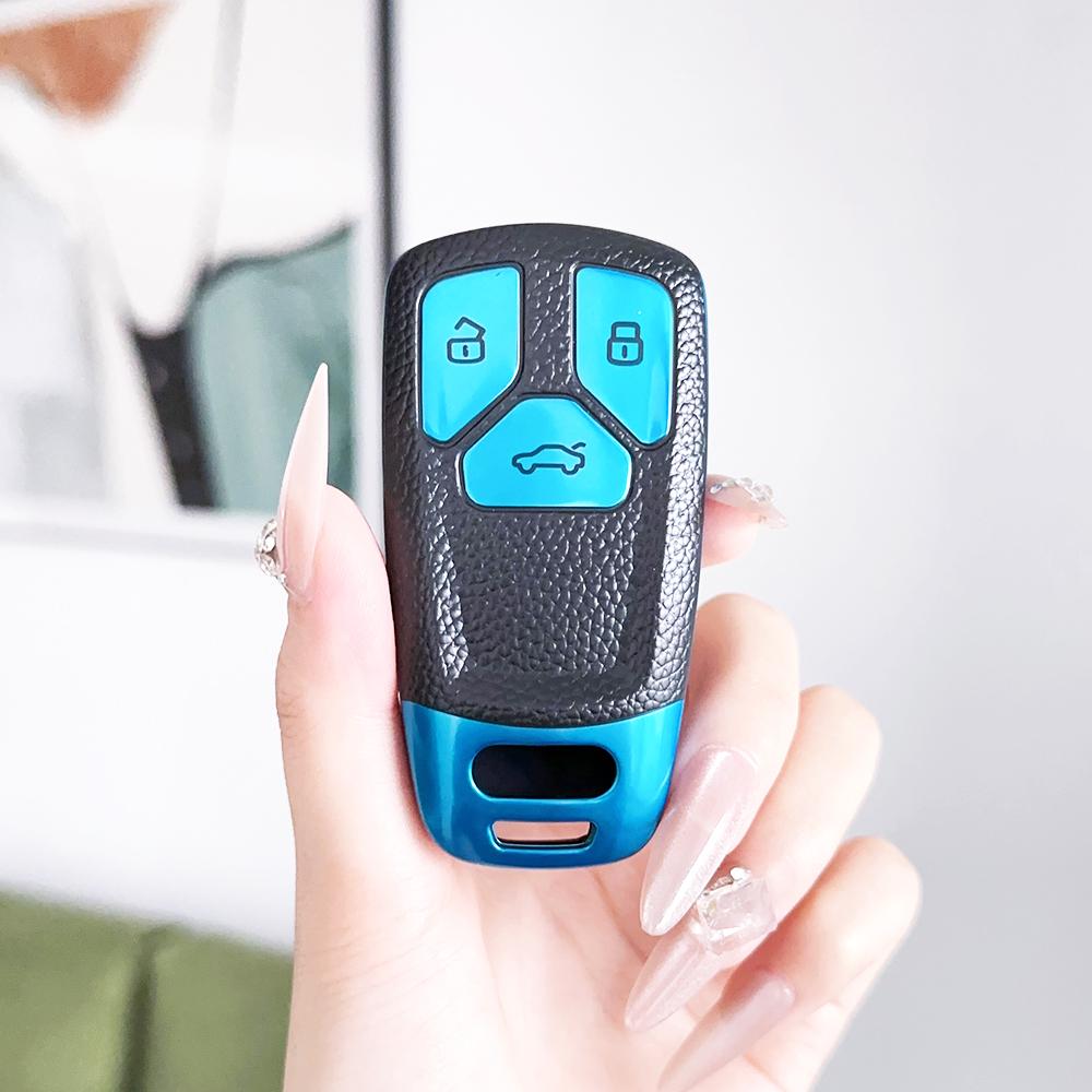 TPU Leder Auto Schlüsseletui Abdeckung Hülle Fob Halter Für A6 A5 Q7 S4 S5 S7 A4 B9 A4L 4m 8W Q5 TT TTS RS 8S Coupé Zubehör