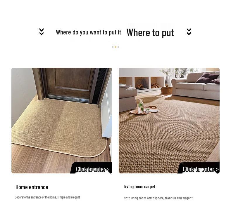 Faux Sisal Entrance Door Mat: Wear-Resistant, Cat-Scratch Proof, Wash-Free, Mixed Color Floor Mat for Living Room or Bedroom