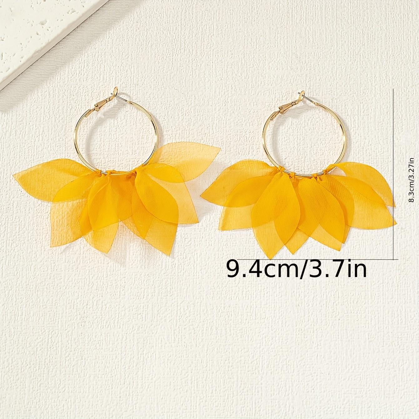 

Нежная ткань, декор в виде желтых листьев, висячие серьги, элегантный сексуальный стиль, железное ювелирное изделие с покрытием 14 К, осенне-зимнее украшение для ушей, женский подарок