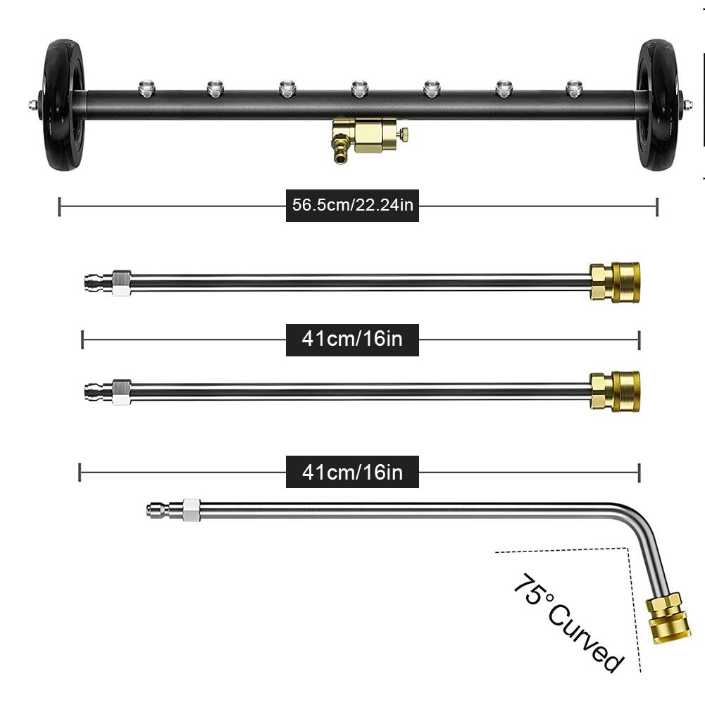 22 Inch High-Pressure Water Broom 1/4 Quick Connector Car Chassis High Pressure Washer Car Washing Locomotive Bottom Water Broom