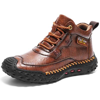 39-48 Mens Boots Hand-stitching Leather Men Boots Split Leather Casual Leather Shoes Men Ankle Boots