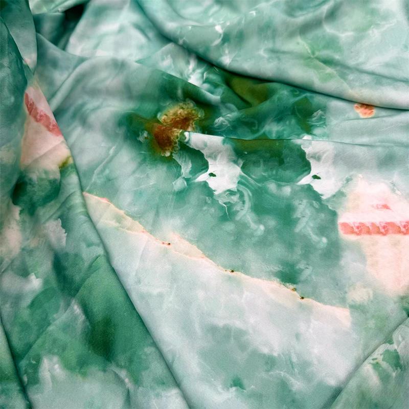 New Chinese Style Imitation Acetic Cloth Satin Cloth Qipao Skirt Material Clothing Fabric Diy Handmade Cloth Head Color Printing