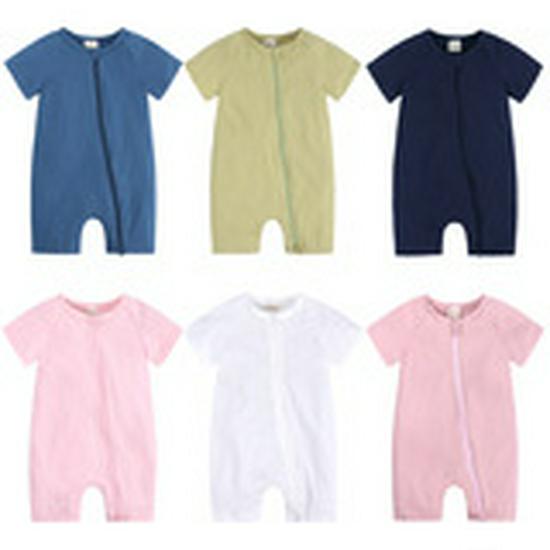 Summer 2025 Baby Short Sleeve Ribbed Jumpsuit Romper with Snap Crotch