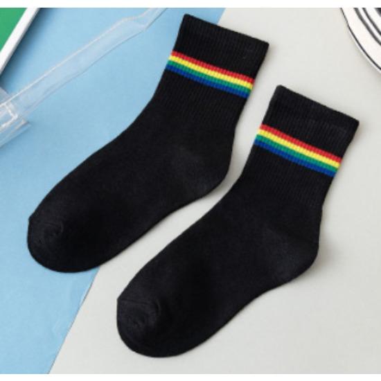 Socks Women Autumn Spring Korea Style Harajuku Street Sport Cotton Stripes Casual Skateboard Mid-tube Sock