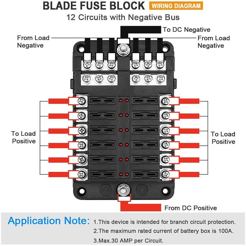 12 Way Fuse Box Holder With Blade Fuse Holder Block Warning Indicator Car Boat Blade Fuse Box 12V 24V Fuse Holders1