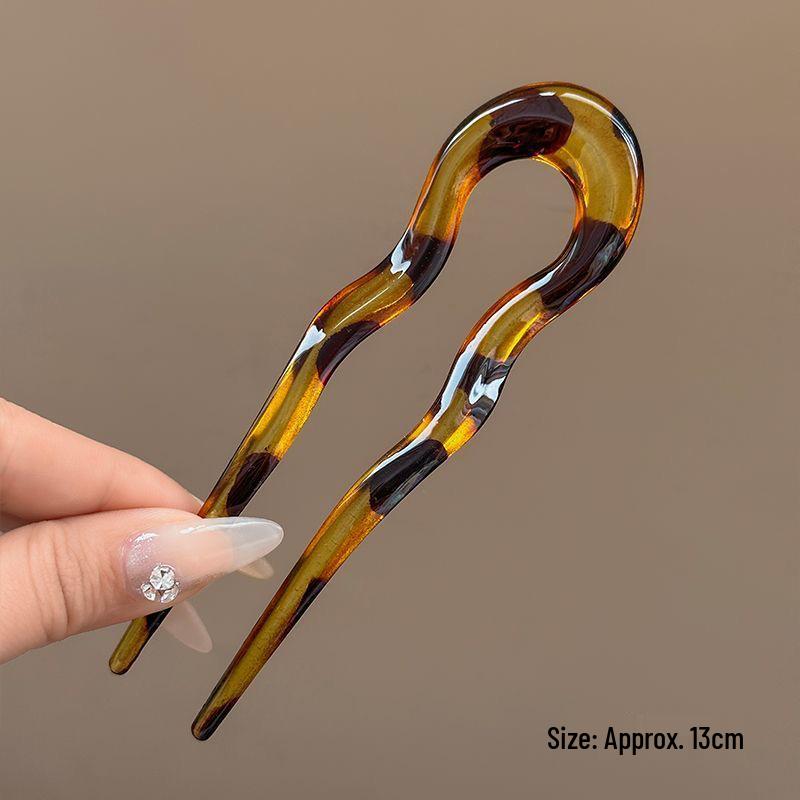 Elegant U-shaped Acrylic Hairpin for Women's Bun - New Chinese Style