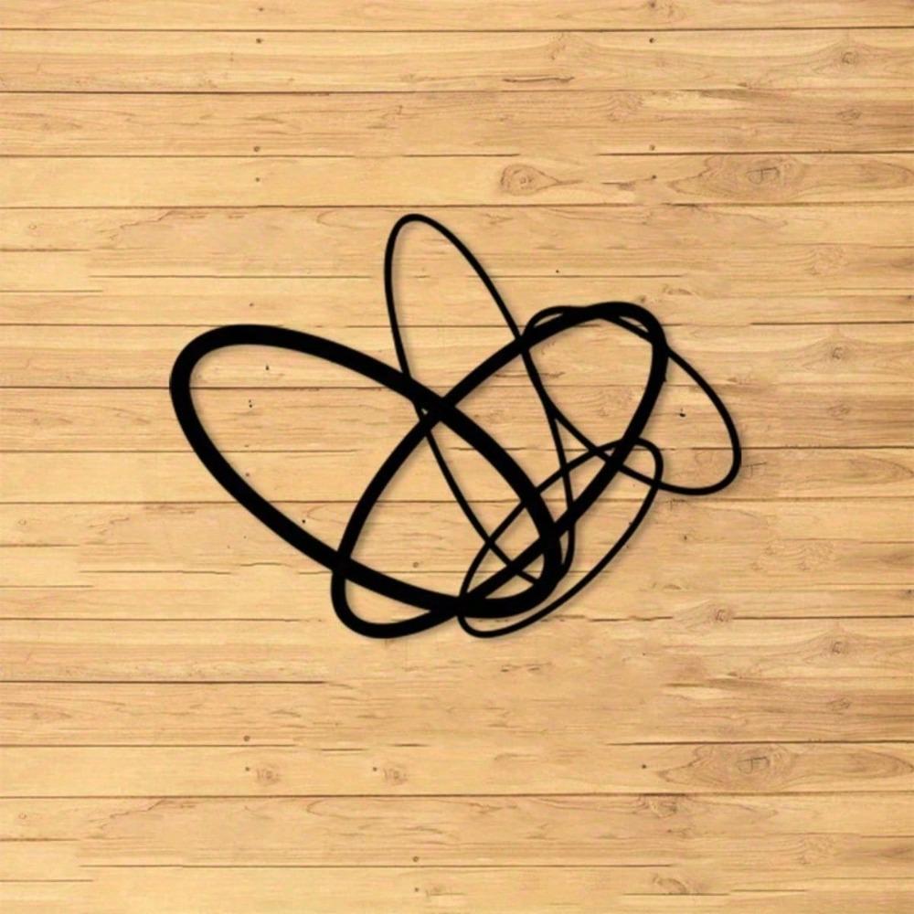 Modern Minimalist Black Glossy Interlocking Metal Wall Art for Indoor Outdoor Decor