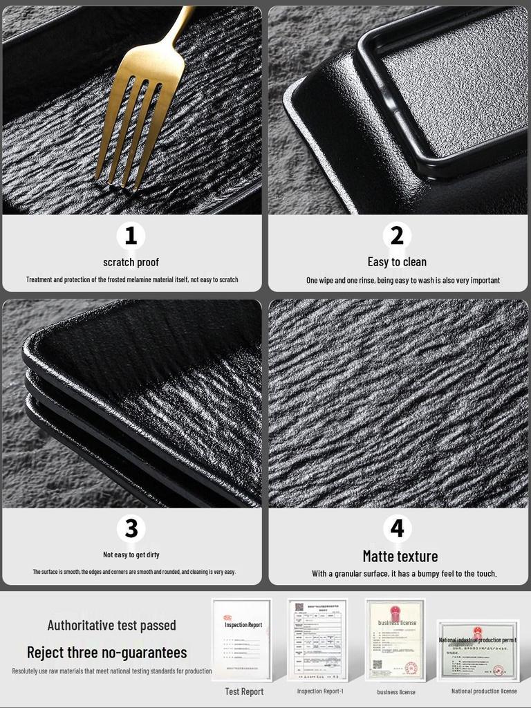 Xiangyuanmei Melamine Rectangular Frosted Snack Plates for Hot Pot & Barbecue Restaurants