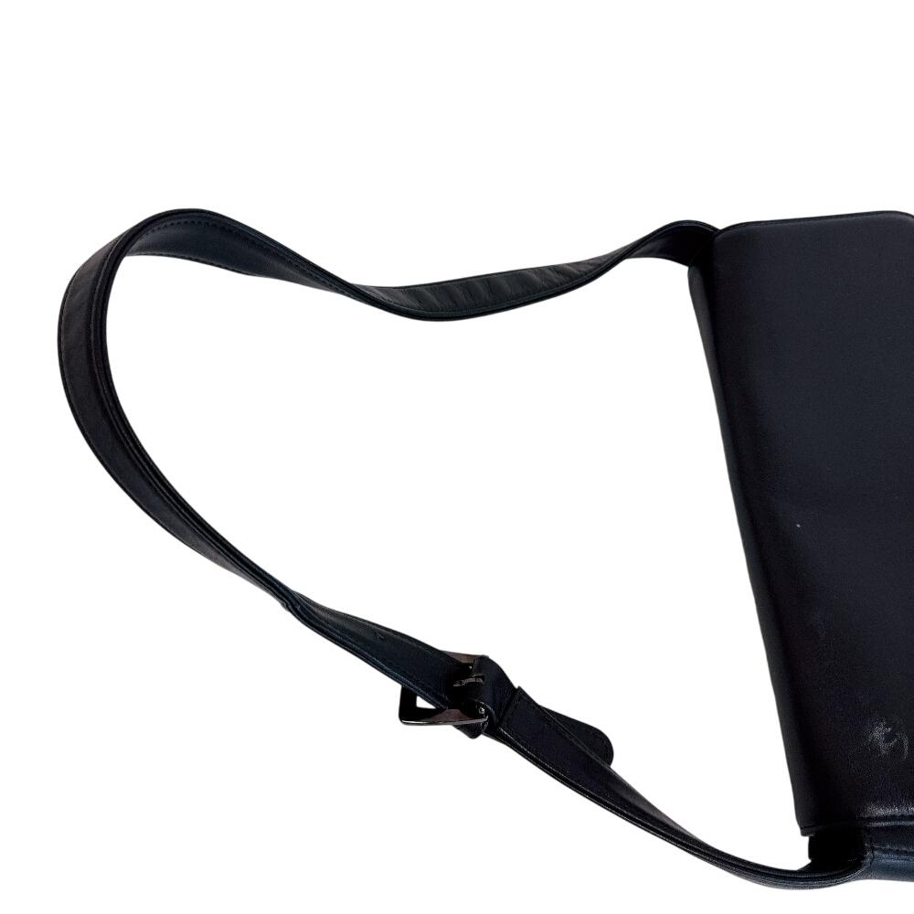 Givenchy Logo Vintage Leather Shoulder Bag Black Leather Used