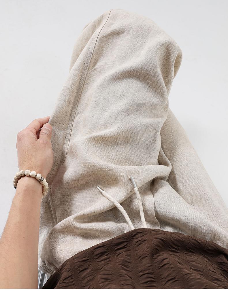 [Plain dyed Tencel Linen] Thin casual pants for men, loose straight leg, wide leg, curved knife, relaxed and comfortable pants