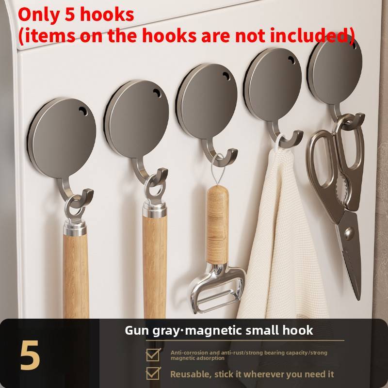 Magnetic Suction Hook Set For Kitchen Refrigerator No Drilling Multipurpose Organizer For Home Use