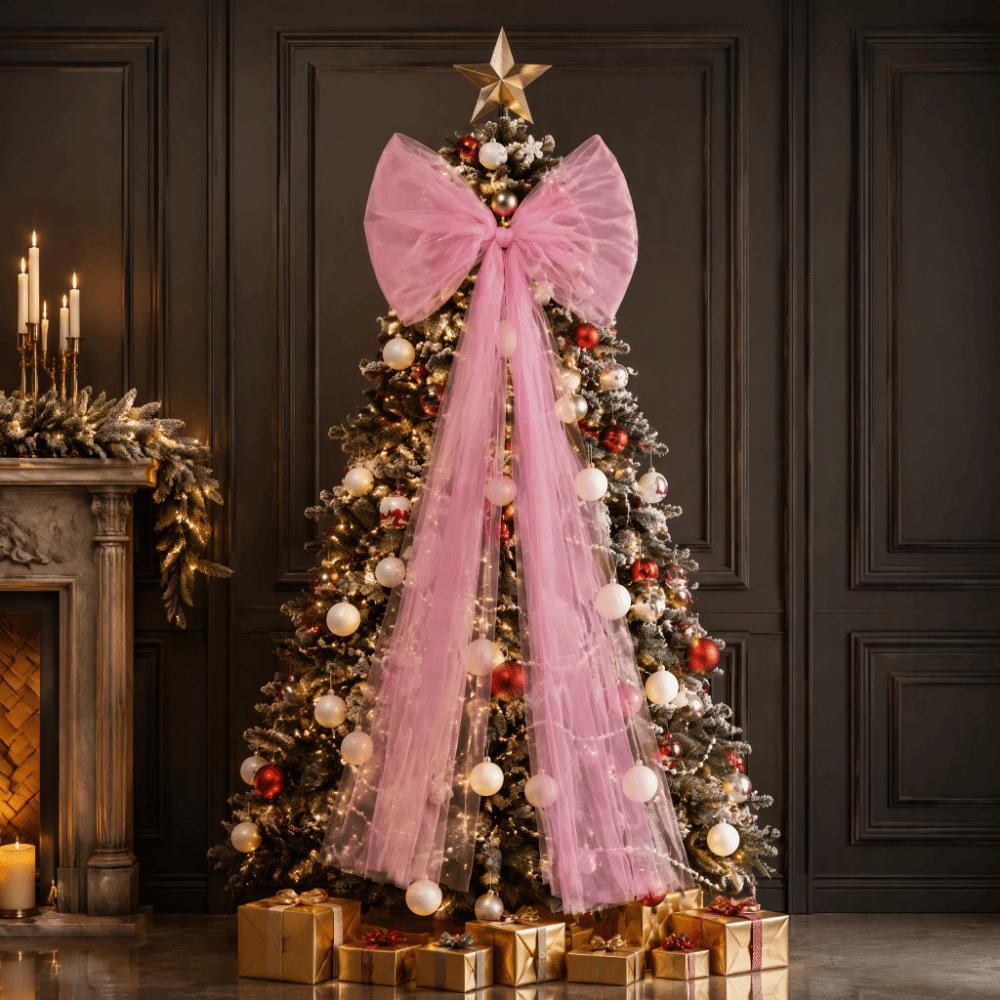 Solid Color Christmas Tree Topper Bow Soft Draping Christmas Wreaths Bow Christmas Tree