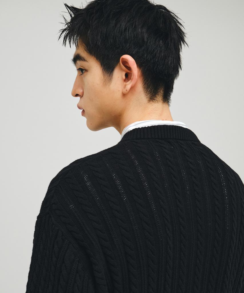 ECORR Cotton Cable Two-Button Cardigan_Black