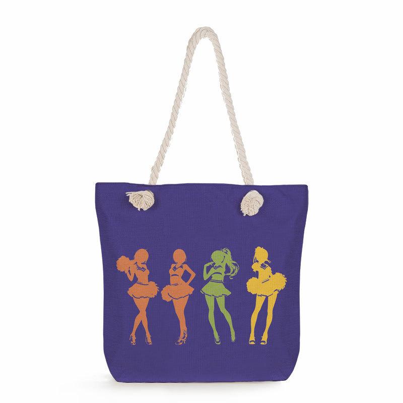 Multifunctional Rhythmic Gymnastics Printed Thick Rope Shoulder Beach Bag 7580