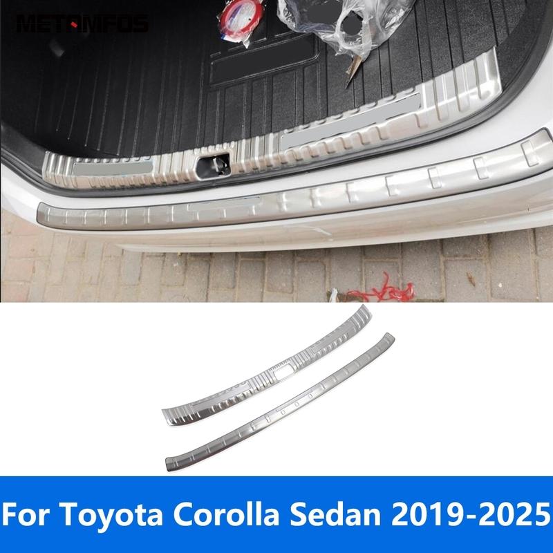 For Toyota Corolla Sedan -2024 2025 Inner+Exterior Rear Trunk Bumper Foot Plate Door Sill Scuff Guard Plate Car Accessories