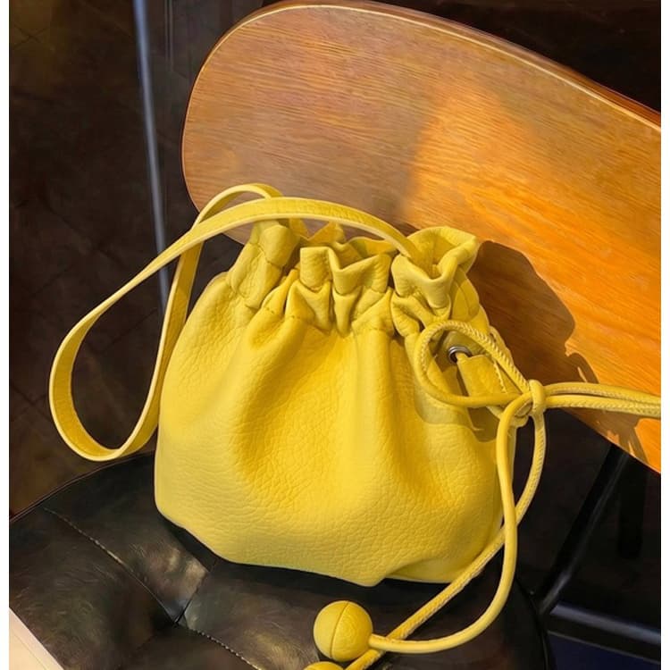 Lychee Pattern Drawstring Bucket Bag Women's Crossbody Shoulder Bag
