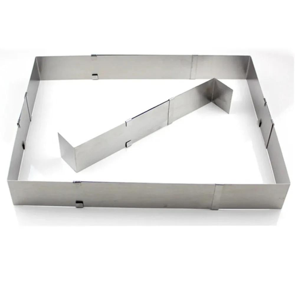 Nastavitelný dortový ráfek Nerezová ocel Čtvercový Obdélníkový Mousse Pečicí ráfky Forma Sušenka Fondán Dortová forma Ráfek          004