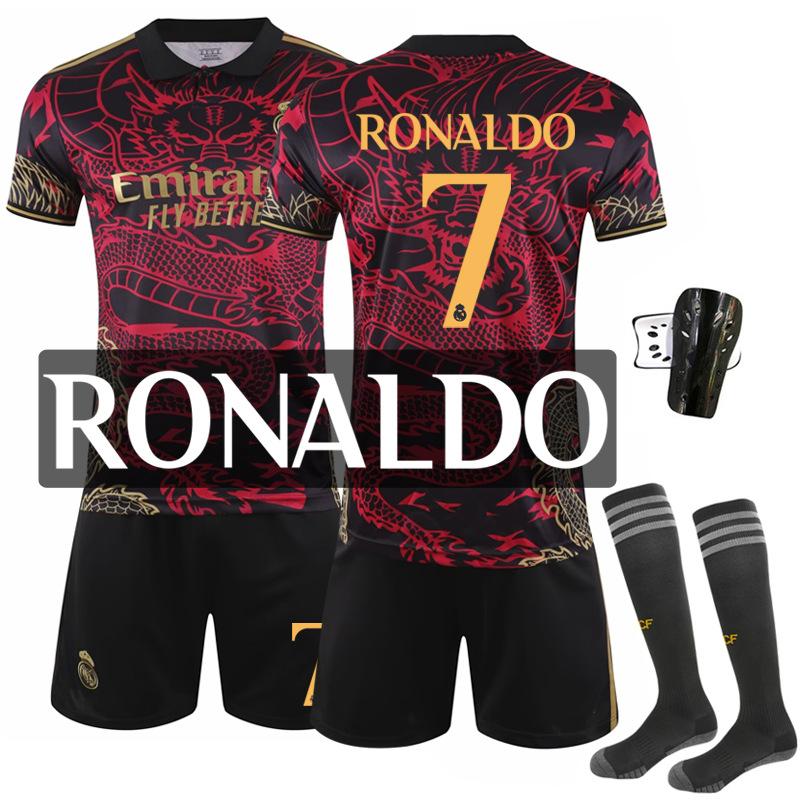 2425 Édition Spéciale Maillot de Football Motif Dragon Rouge Noir 9 Ronaldo
