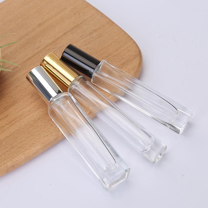 Square Clear Glass 10ml Screw-Top Perfume Atomizer Bottle with Rollerball