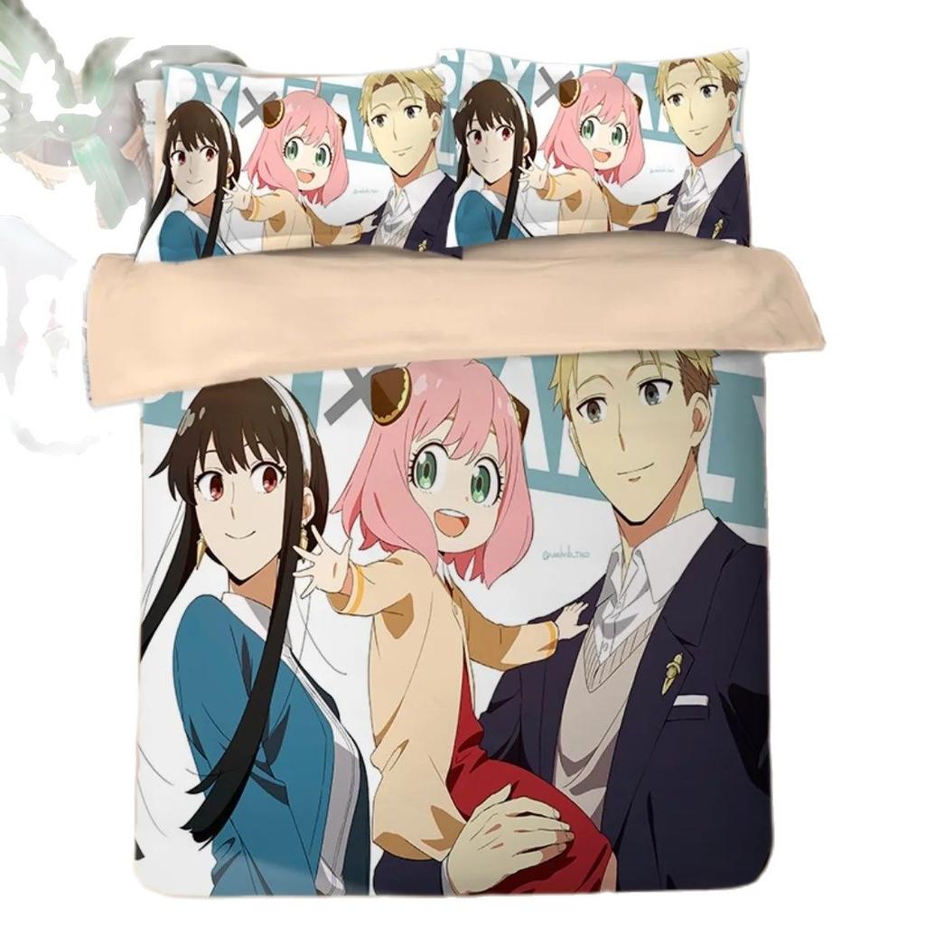 Spy Family Bedding Set Anime Anya Duvet Cover,Spy Family Bedding Twin Queen Size Kids Bedroom Decor Children's Gifts
