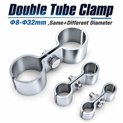 8‑Shape Parallel Pipe Clamp Zinc Plating Twin Hose Clamp Practical Dual Pipe Fixing Clip Machinery