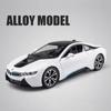 New 1:24 BMW I8 Super Sports Car Alloy Car Model Die-cast Metal Toy Car with Sound and Light Boy Children's Toy Collectible Indoor Ornaments Gift