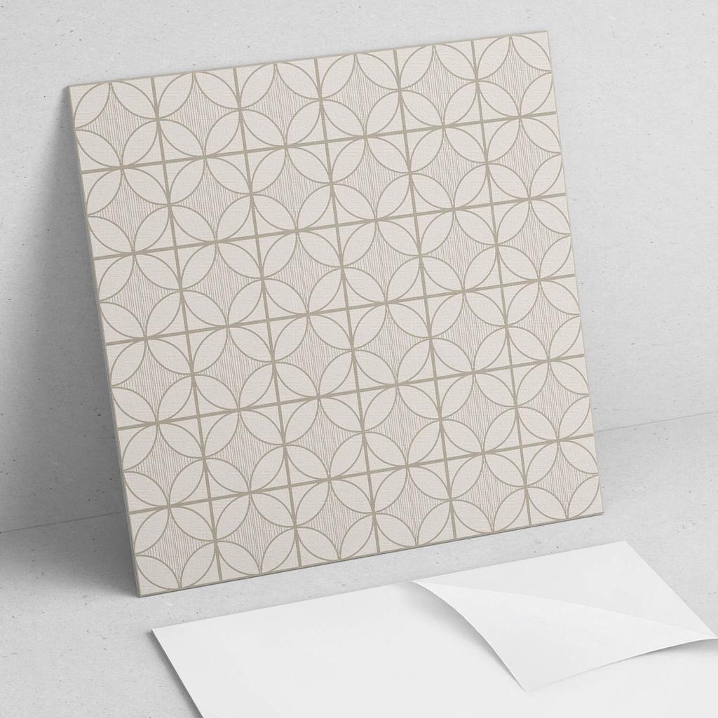 Winylowe Kafelki Ścienne Z Nadrukiem Do Jadalni Geometryczny Wzór Z Okręgami 20X20X20 Cm