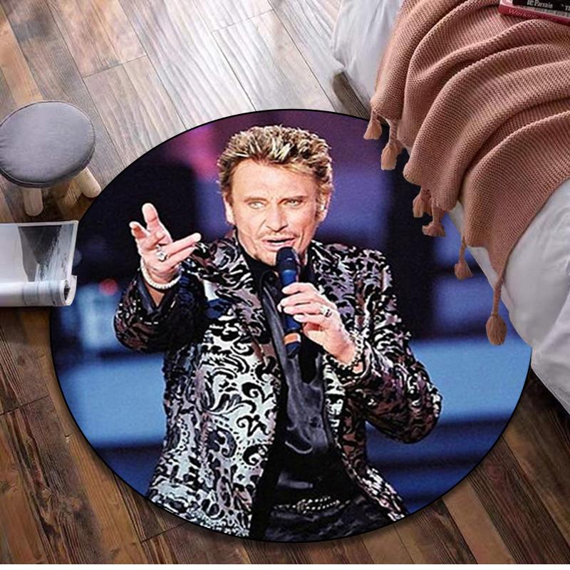 1Pc Johnny Hallyday Circular Print Rug - Home Decoration Carpet For Living Room Bedroom Flooring Computer Chair Area Rug
