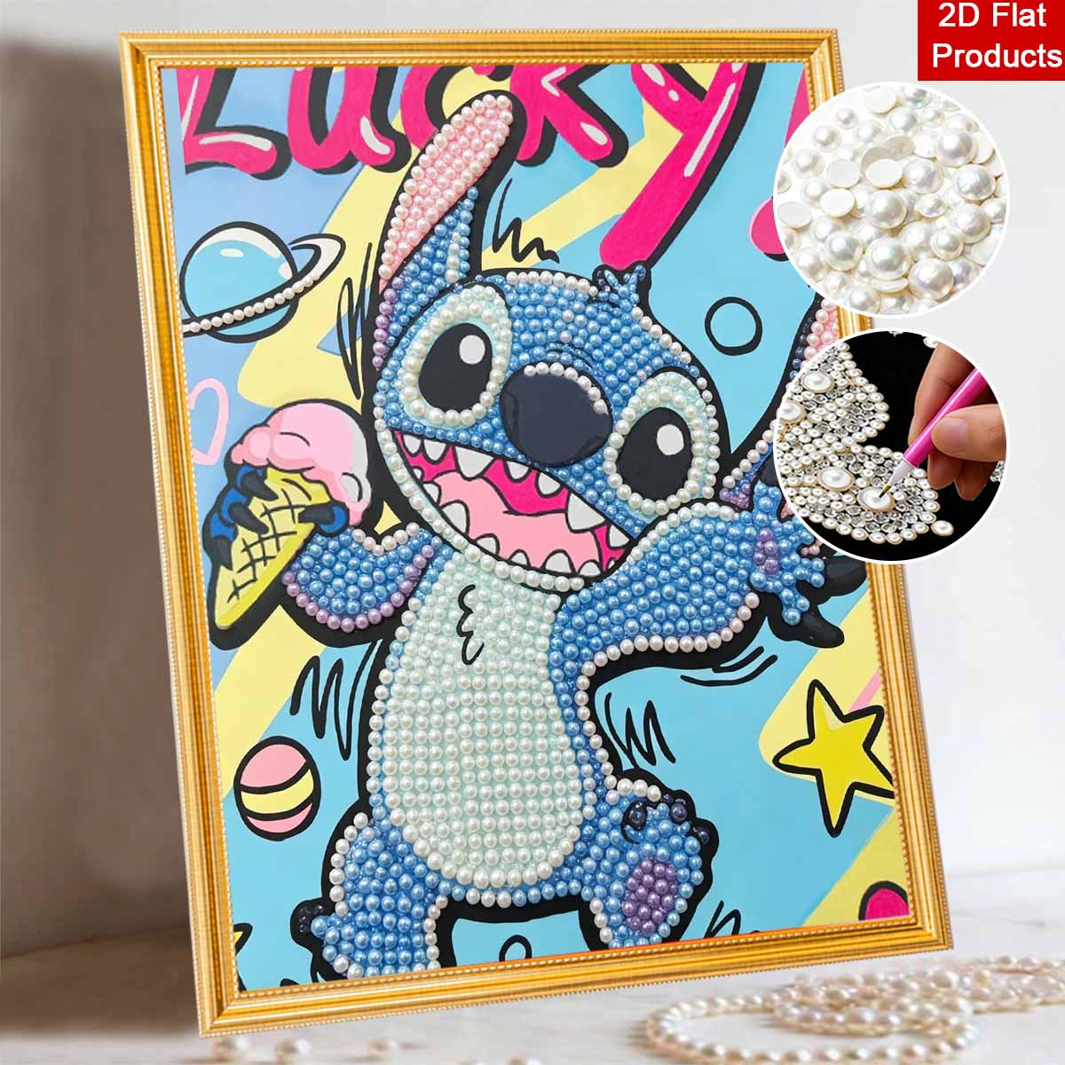 

Disney Pearl Art Painting Stitch Ice Cream Home Wall Decor Art Crafts Handmade DIY Adult/Beginner Gift Creative Home Decor Frameless Wall Art Kit 30x40