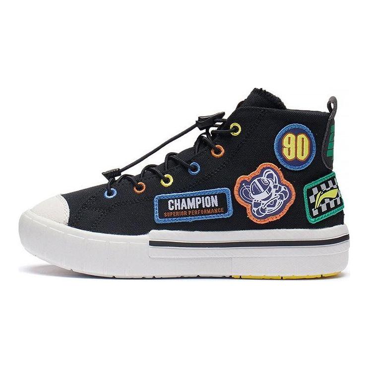 Li Ning Youth  Childrens Smoke Scene Comfortable Casual Sports High-Top Sneakers Kids Sneakers Black YKCS124-1