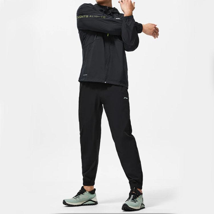 Li-Ning Fitness Series Solid Color Hooded Jacket Men Outerwear Black AFDT411-1