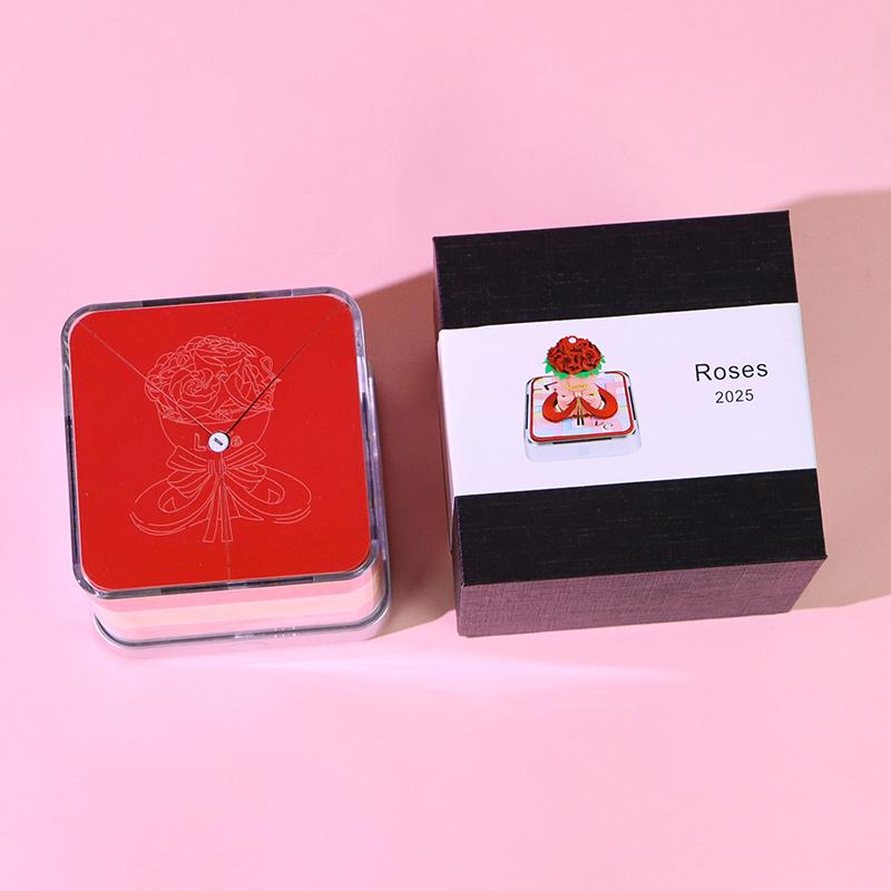 Time Piece Calendar 2026 Desk Calendar With Led Light 3D Tear-Away Calendar Paper Carving Art Memo Pad Notepad Gift Christmas