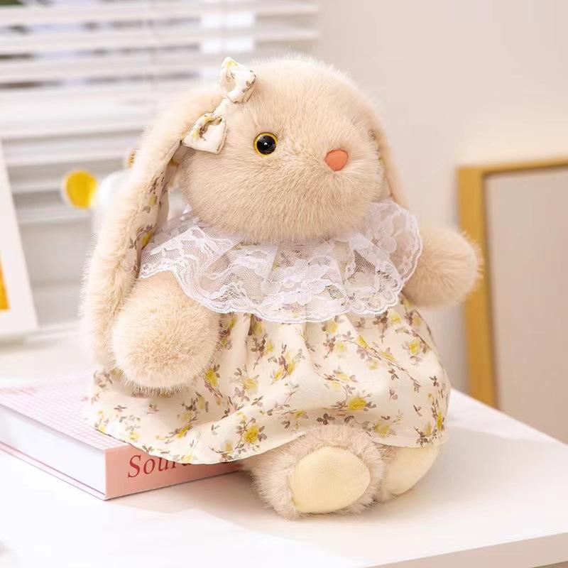 

Satedudo Small Fresh and Pleasing Rabbit Doll Plush Toy Floral Dress Cute Rabbit Doll Comfort Gift 35cm
