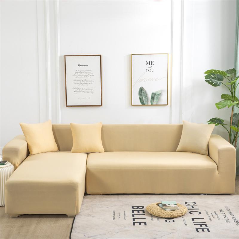Solid Color Sofa Covers for Living Room Elastic Corner Couch Cover L Shaped Chaise Longue Slipcovers Chair Protector Home Decor