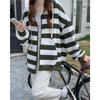 Women's Striped Cardigan Hoodie - 2023 Autumn/Winter Korean Trend, Loose Fit, Slimming Style