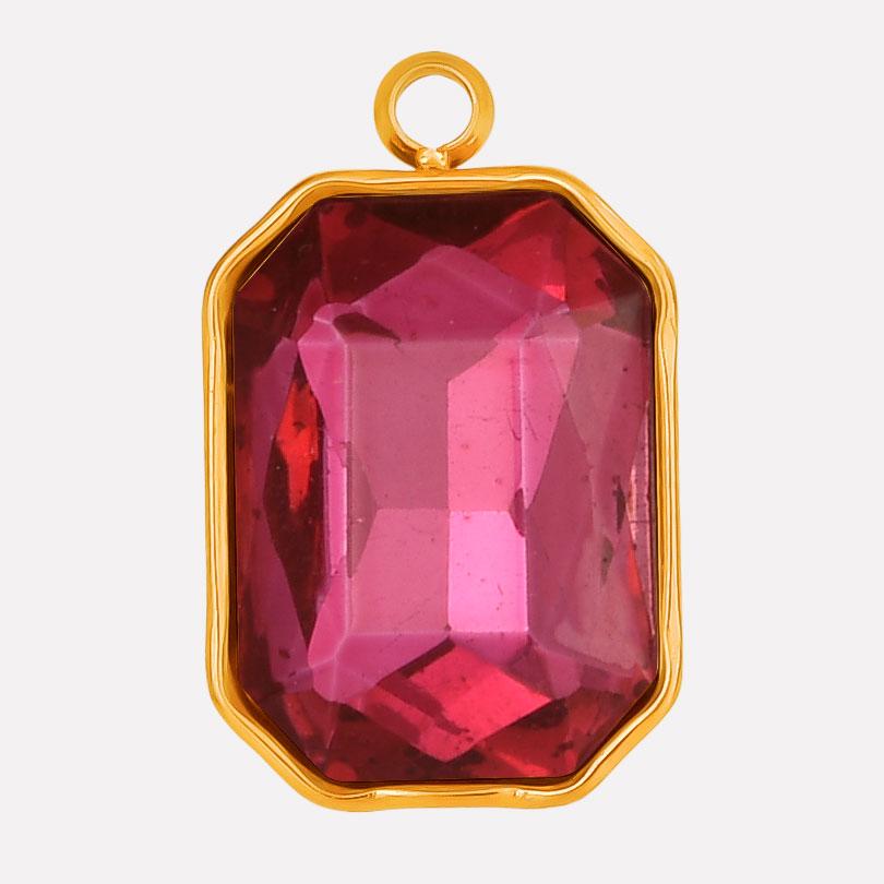 High Quality Big Glass Rhinestone Stainless Steel Rectangle Charms For Jewelry Making Supplies Real Gold Plated No Fade Pendants