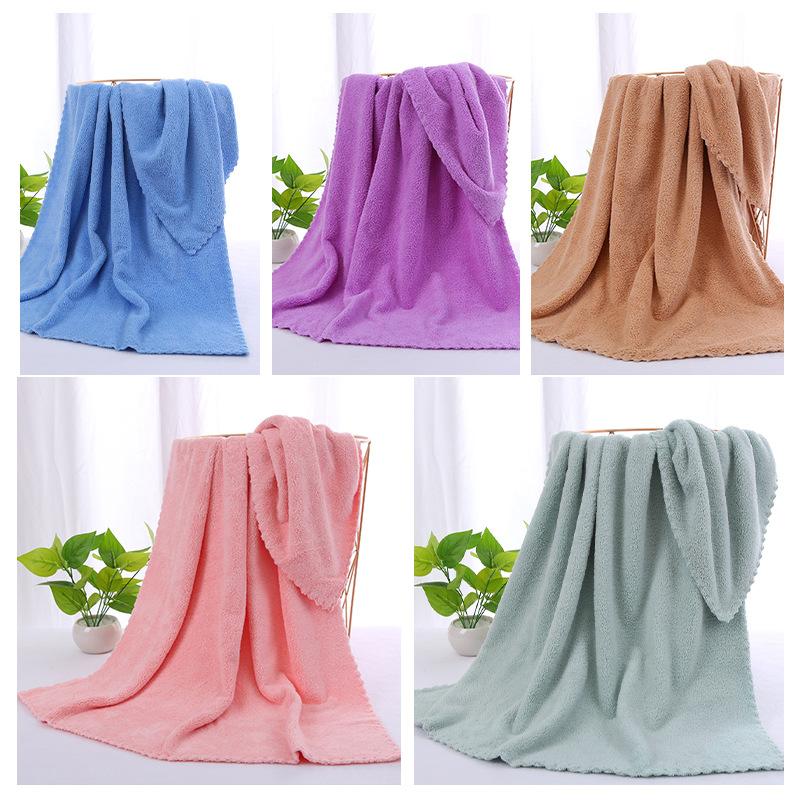 Coral Fleece Towel Bath Towel Enlarged and Thickened Soft Absorbent Lace 70*140 Quick-drying Beach Towel