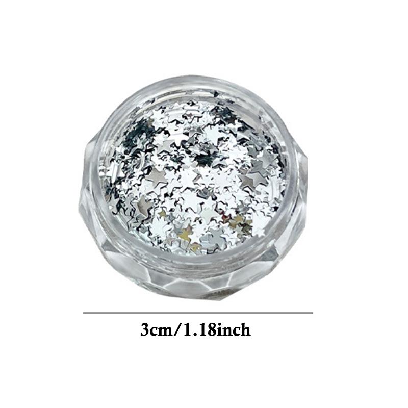 1 Box 3D Mini Round Heart Star Nail Art Charms Sequin Nail Art Flake Silvery Shiny Charms Accessories