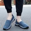 Summer Men Sneakers Braid Beach Shoes Casual Weave Blue Grey Breathable Slip on Flats Tennis Sneakers