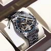 Für POEDAGAR 1410 Luxus Herren Automatik Mechanische Uhr Edelstahl Leuchtend Wasserdicht 22mm Armbandbreite Analoganzeige