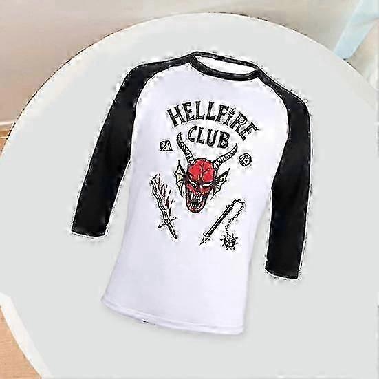 Hellfire Club T-Shirt Three-Quarter Sleeves Pullover Streetwear Women Men Aesthetic Graphic Printed Tees Clothes for Summer