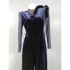 New Arrival Velvet Stylish Retro Work Clothing Elegance Adult Lady Like Woman Graceful and Fashionable Bright Silk Women's Jumpsuit Two-piece Set