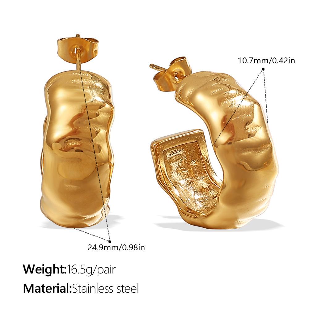 Европейские и американские серьги-клипсы из нержавеющей стали 2025 года, плиссированные, полукруглой формы, простой дизайн, универсальные серьги