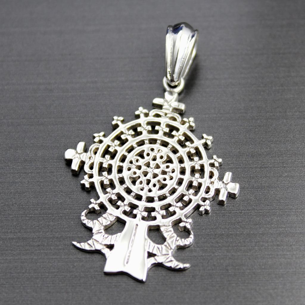 African Ethiopian Cross Silver Pendant for Women and Men