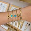 Bracelet Women's Vintage Design Round Accessories Blue Stone Jewelry Stainless Steel Jewelry