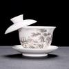 High-End Ceramic Gaiwan Tea Bowl with Rotating Lid