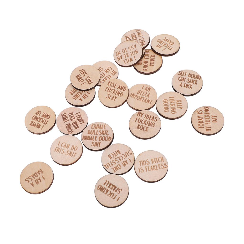 22 Stück Miniatur-Fluch-Affirmationsscheiben Lustige Einzigartige Miniatur-Süße Affirmation Holzdekoration für Familie Freunde Kollegen