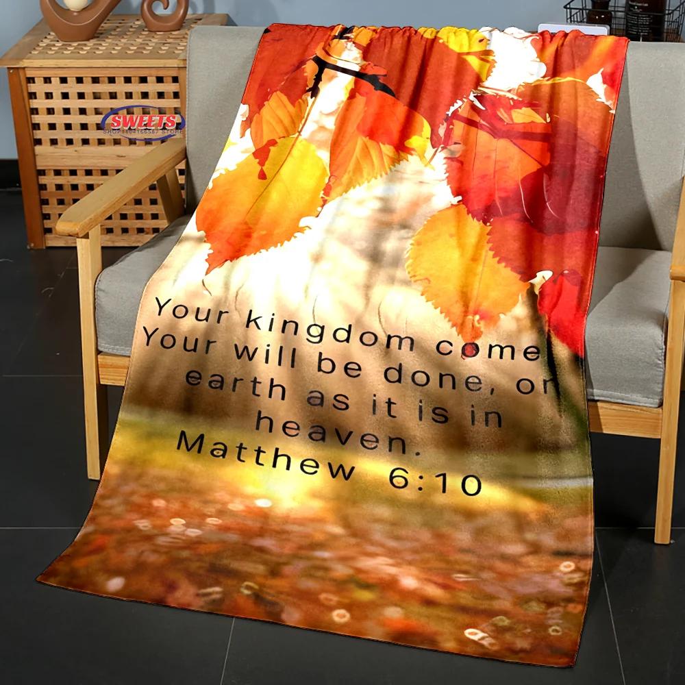 Devout Faith Bible Verses Flannel Blanket Throw Sofa Bed Cover Four Season Soft Fluffy Quilt Blanket Outdoor Leisure Nap Office