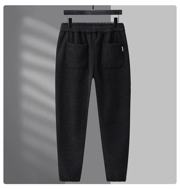 Men's Plus Size Cotton Fleece Pants: Spring/Autumn Straight-Leg Loose Fit for Casual Sportswear