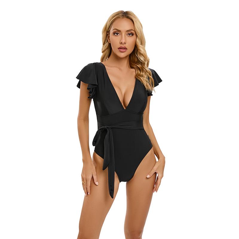 New European and American One-Piece Ruffle Swimsuit